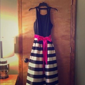 Eliza J Parisian black and sliver striped formal
